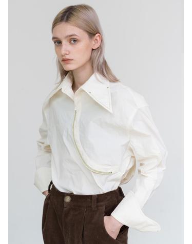 Curved line detailed long shirt
