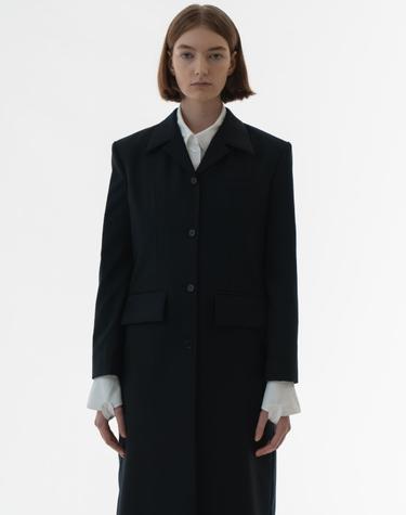 Open collared long coat