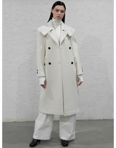 Square collared double coat (Cachmere)