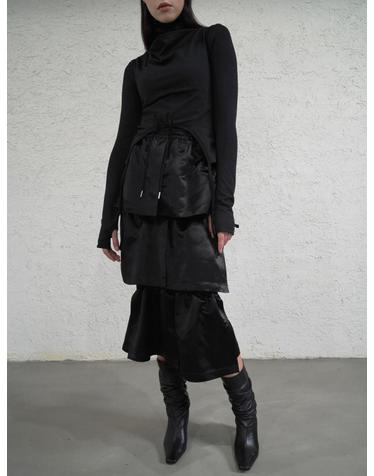 Trunk pants layered shirring skirt