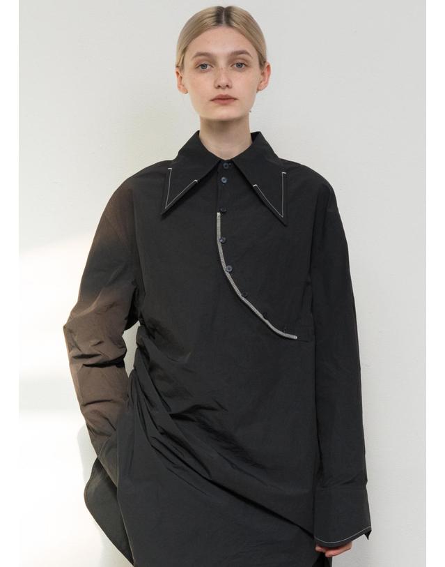 비스킷샵 Curved line detailed long shirt 착용컷