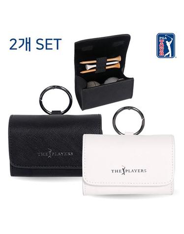 [PGATOUR] THE PLAYERS 헤리티지 레더 골프공 주머니 투볼 케이스 2개 SET