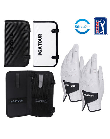 [PGATOUR] 장갑케이스 + 스윙소프트 양피 골프장갑 2장