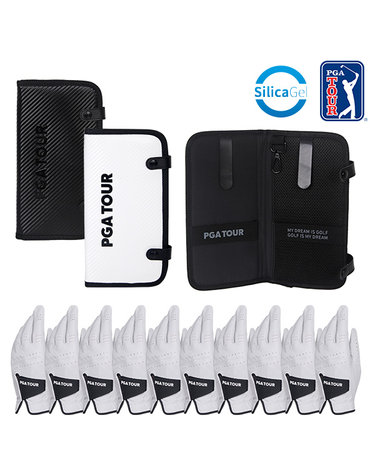 [10장세트]PGATOUR 카본 실리카겔 건조보관 장갑케이스 + 남성 스윙 소프트 양피 골프장갑