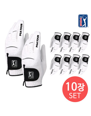 [10장세트] PGATOUR 블랙 핏 남성 반양피 골프 장갑