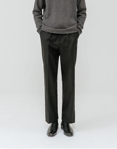 Wool napping wide slacks_black