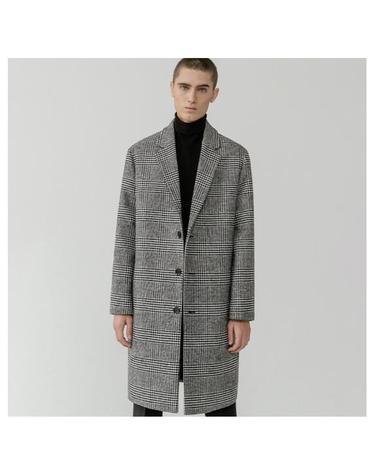 씨오큐 Minimal wool check single coat_black
