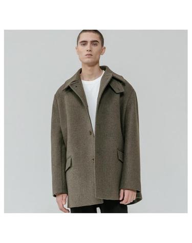 Overfit wool half coat_khaki