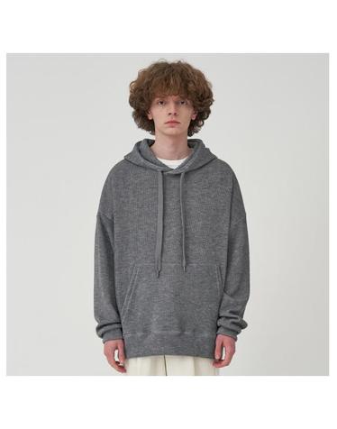 씨오큐 WOOL OVER KNIT HOODIE_GREY
