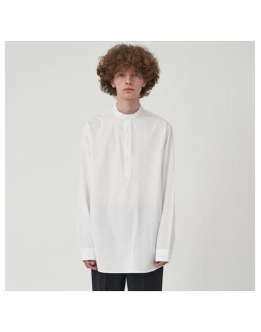 COTTON HENLY NECK SHIRT_WHITE