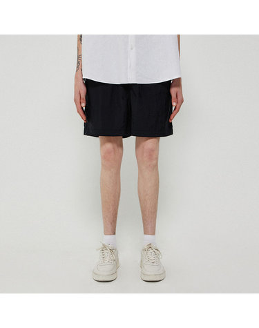 WASHED NYLON EASY SHORTS_BLACK