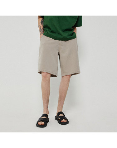 WASHED COTTON DENIM SHORTS_BEIGE