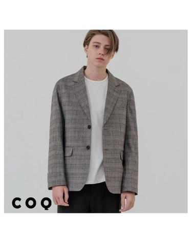 Overfit glen check single blazer