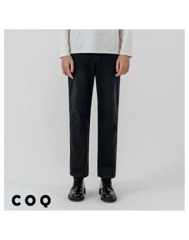 Straight crop denim pants_black