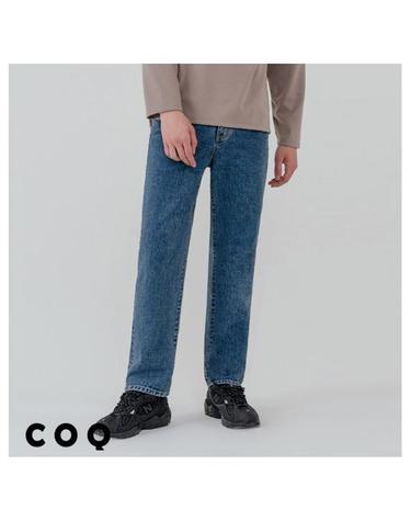 씨오큐 Minimal wide denim pants_middle blue