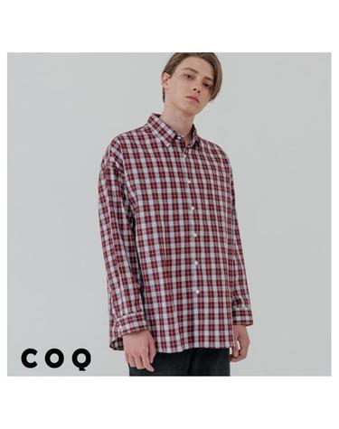 씨오큐 Minimal line check shirt_red