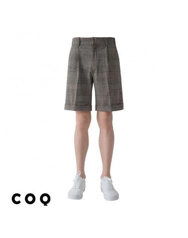 Banding roll-up check shorts_gray