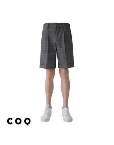 Banding roll-up check shorts_charcoal