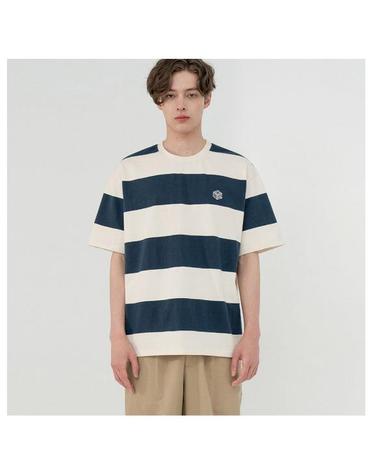 OVERSIZE FIT STRIPE LOGO T_BLUE