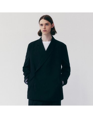 WOOL MIXED TAILORED SNAP JACKET_BLACK