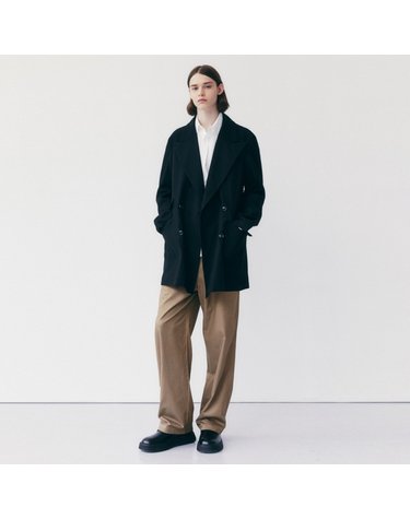 WOOL BLEND STRAP COAT_BLACK