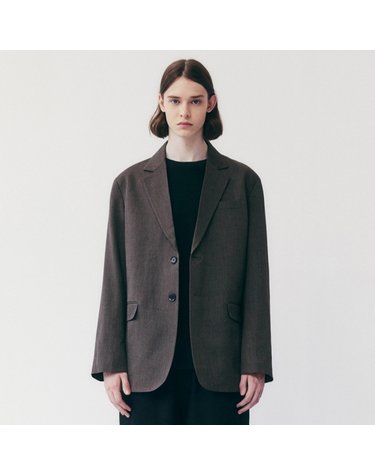 WOOL MIXED SINGLE BREASTED JACKET_BROWN