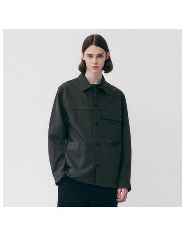 PATCH POCKET COTTON BLEND JACKET_CHARCOAL