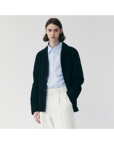 COTTON BLEND TWILL SHIRT JACKET_BLACK