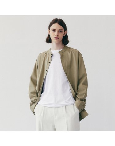 ORGANIC COLLARLESS SHIRT_KHAKI