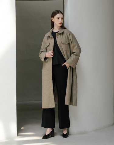 Wool Blend Shirt Coat