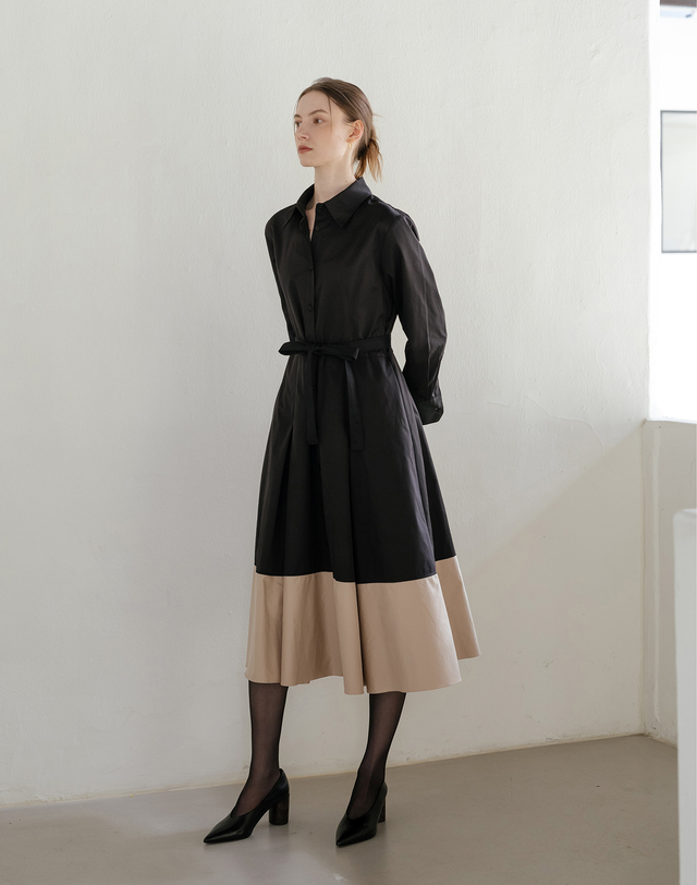 유니스 Contrast Color Hem Dress 착용컷
