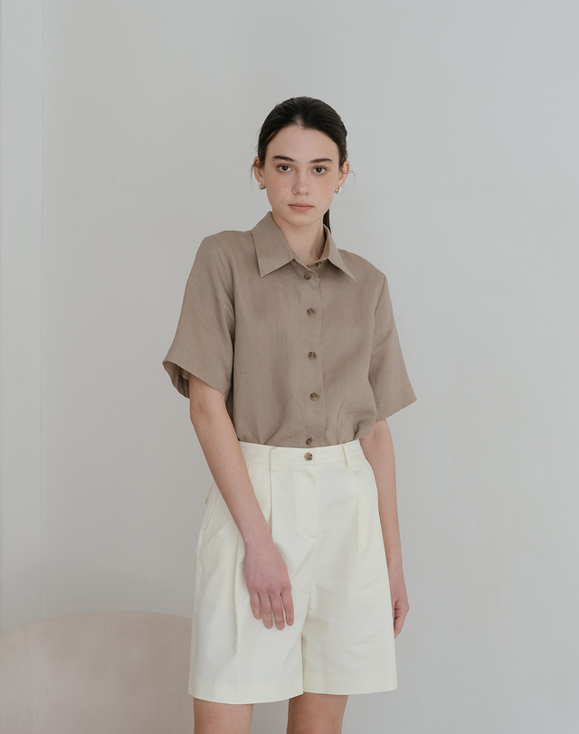 유니스 Linen Basic Shirt_BR 착용컷