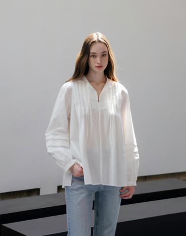 Tuck Pleats White Blouse