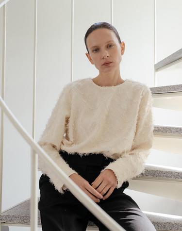 Long Pile Jacquard Blouse