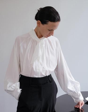 Beaded Lace White Blouse