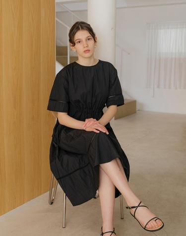 Crease Black String Dress