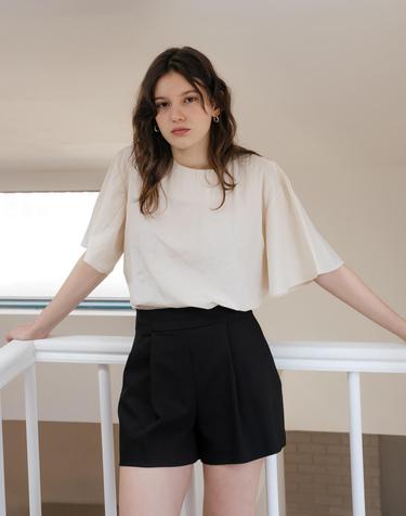 Crease Flare Sleeve Blouse