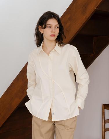 Ivory Raw Edge Cut Shirt