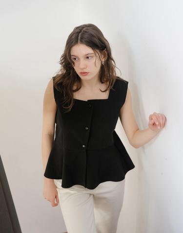 Black Flare Peplum Blouse