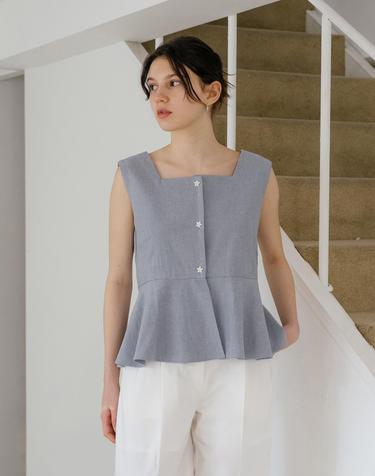 Blue Flare Peplum Blouse