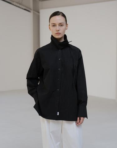 Black Funnel Neck Shirt
