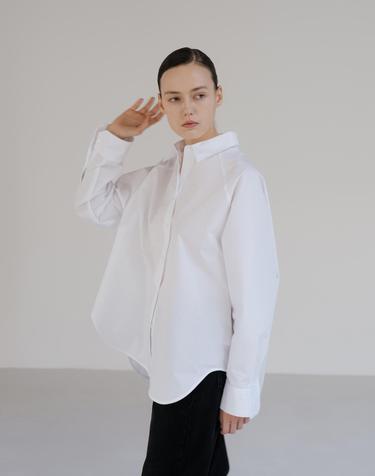 White Raglan Formed Shirt