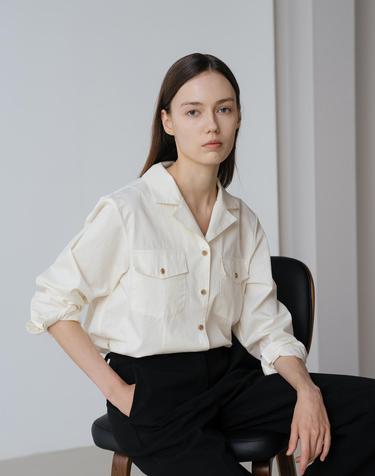 Cream Open Collar Shirt