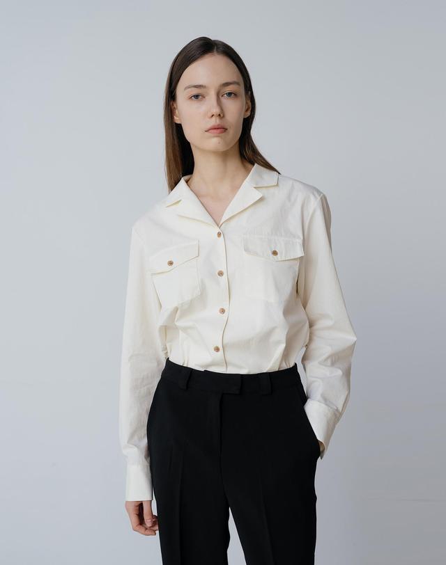 유니스 Cream Open Collar Shirt 착용컷