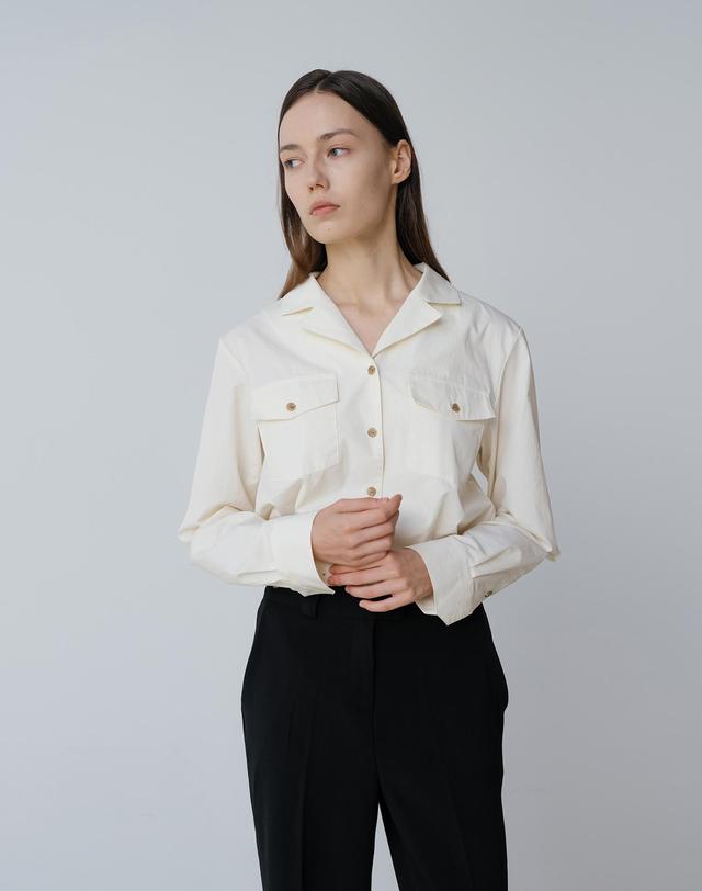 유니스 Cream Open Collar Shirt 착용컷