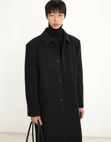 Wool Blended Mac Coat (Black)