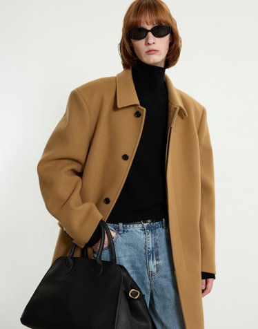 Wool Blended Mac Coat (Camel)