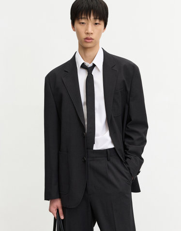 Wool Blended Comfort Jacket (Dark Grey)