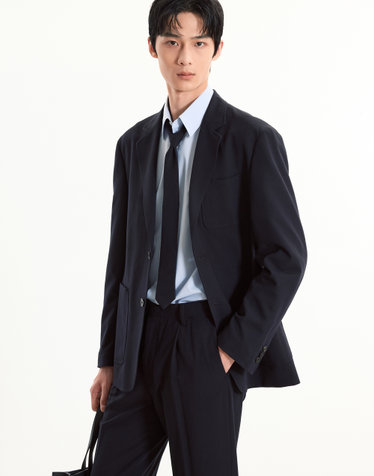 Wool Blended Comfort Jacket (Dark Navy)