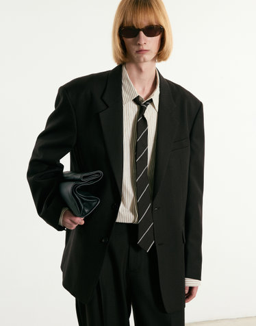 Virgin-wool Herringbone Single Jacket (Vintage Brown)